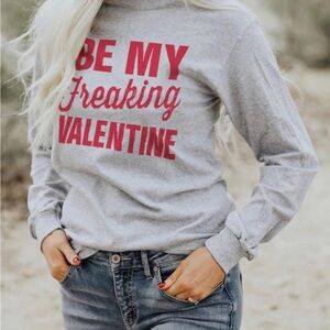 Gray Long Sleeve 'Be My Freaking Valentine' Top